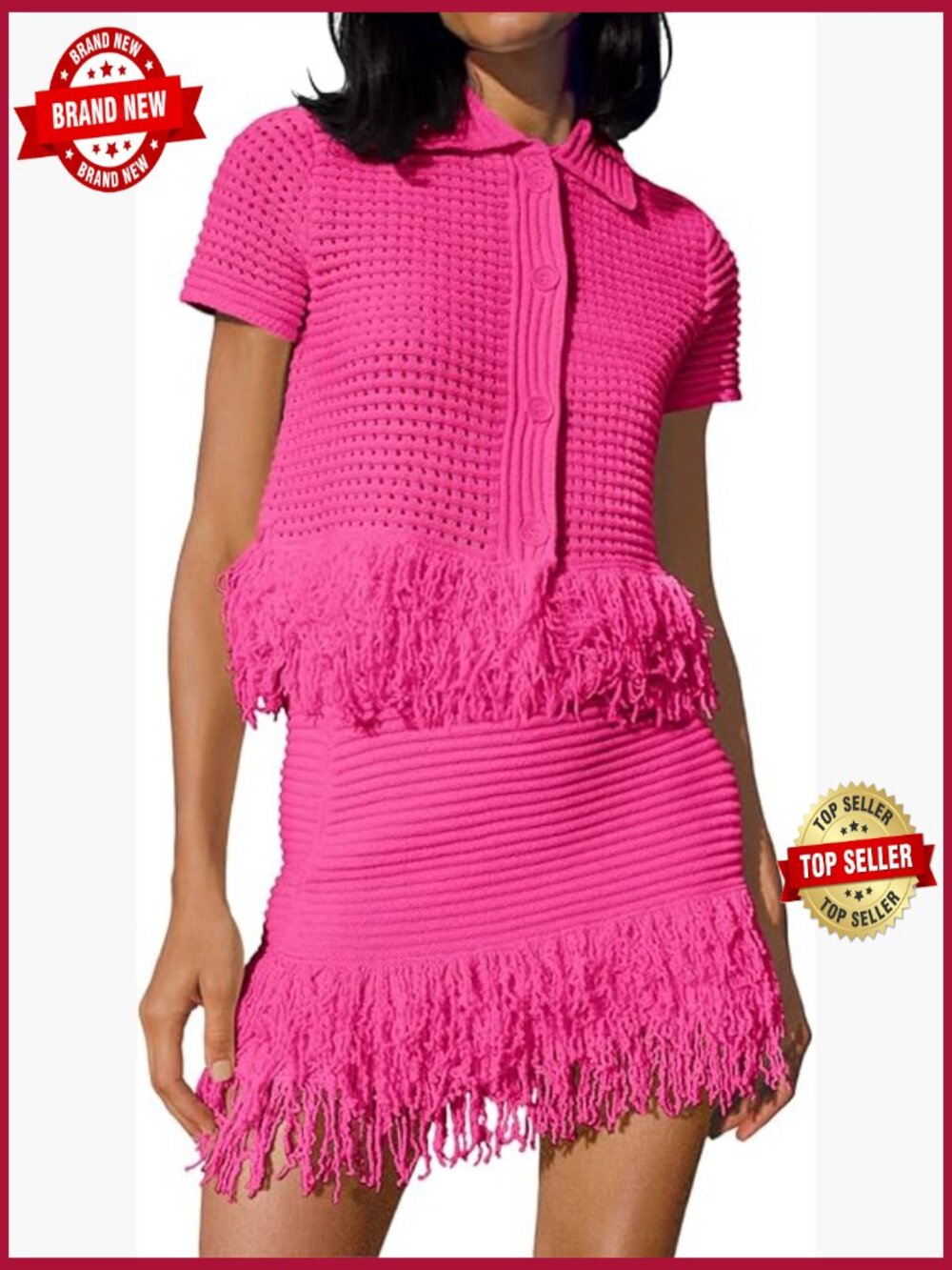 Crochet Fringe Skirt Set - 2 Piece Knit Vacation Outfit